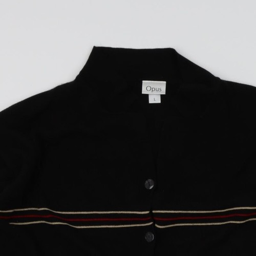 Cárdigan jersey acrílico a rayas con cuello negro talla L OPUS para mujer - Imagen 4 de 12