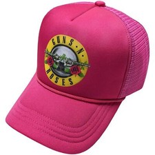 GUNS N ROSES Guns Logo Trucker Cap Pink Neu ROCK OFF Hutmütze