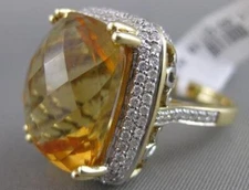 ESTATE 17.60CTW DIAMOND CITRINE 14KT WHITE YELLOW GOLD COCKTAIL RING #R38039A1F