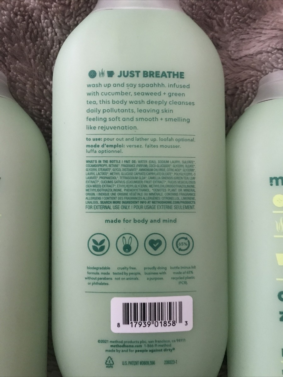 3 pk~Method Body Daily Zen Body Wash ~ Cucumber, Seaweed