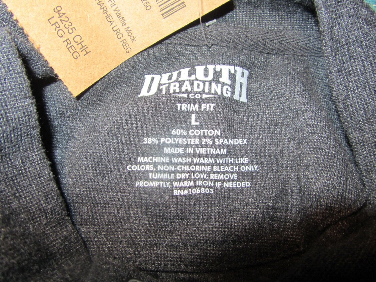 Duluth Men's Long-Sleeve Henley Shirt, Cotton Blend, Gray Size L
