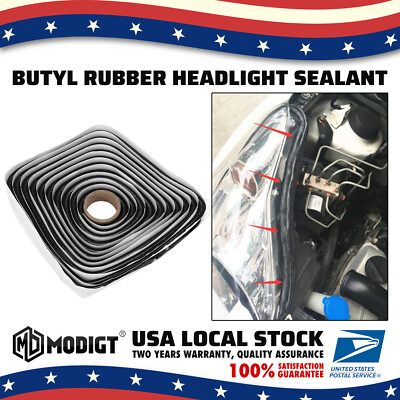 2 Roll 4M Black Butyl Rubber Headlight Sealant Glue Retrofit Windshield Reseal