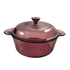 VTG Visions Corning Ware Cranberry 1.5 QT Casserole Dish 1148 With Pyrex Lid