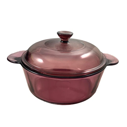 VTG Visions Corning Ware Cranberry 1.5 QT Casserole Dish 1148 With Pyrex Lid