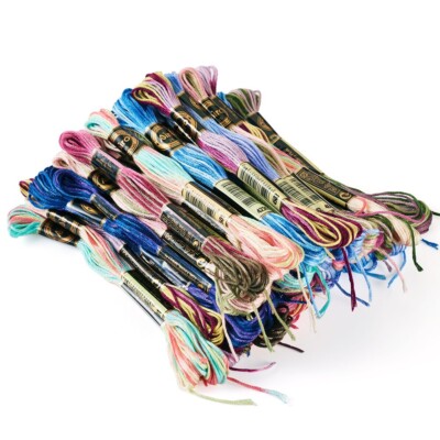 50Skeins 10 Colors 6-Ply Polyester Embroidery Floss Cross Stitch Threads 0.5mm