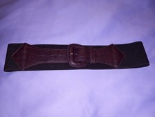 Women's Wide Stretchy Belt Elastic Thick Belts Brown Leather for Women Dresses