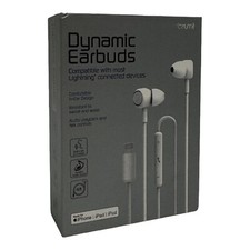 Tzumi Dynamic Earbuds Lightning Port Apple Devices Microphone Hi-Fi White 6206