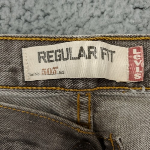 Levi's Jeans 505 Mens 36x28 Regular Fit Stone Wash Gray Gold Stitch Y2K - Picture 5 of 15