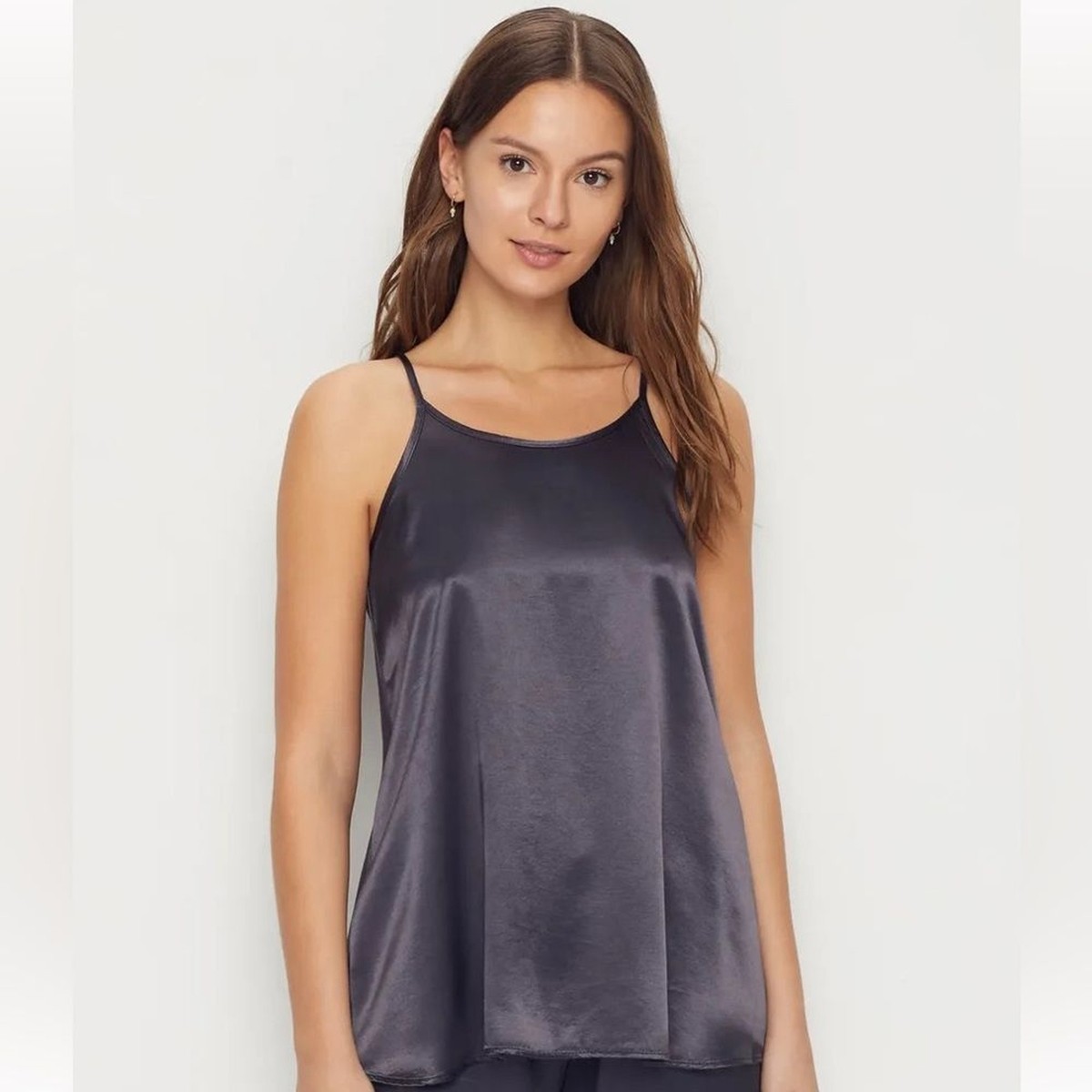 grey satin cami top