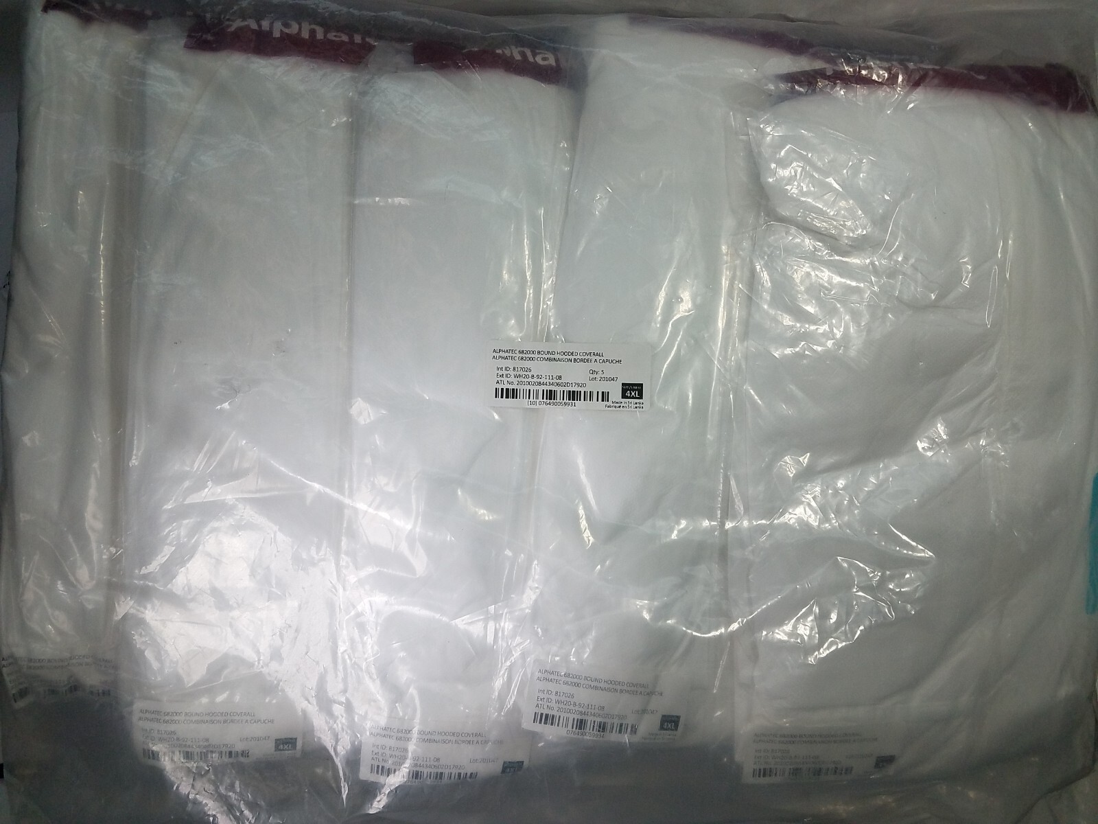 Ansell Alphatec MICROCHEM 68-2000 Hooded Coveralls Model 111 - 4XL, 5 PACK - NEW - second product detail image