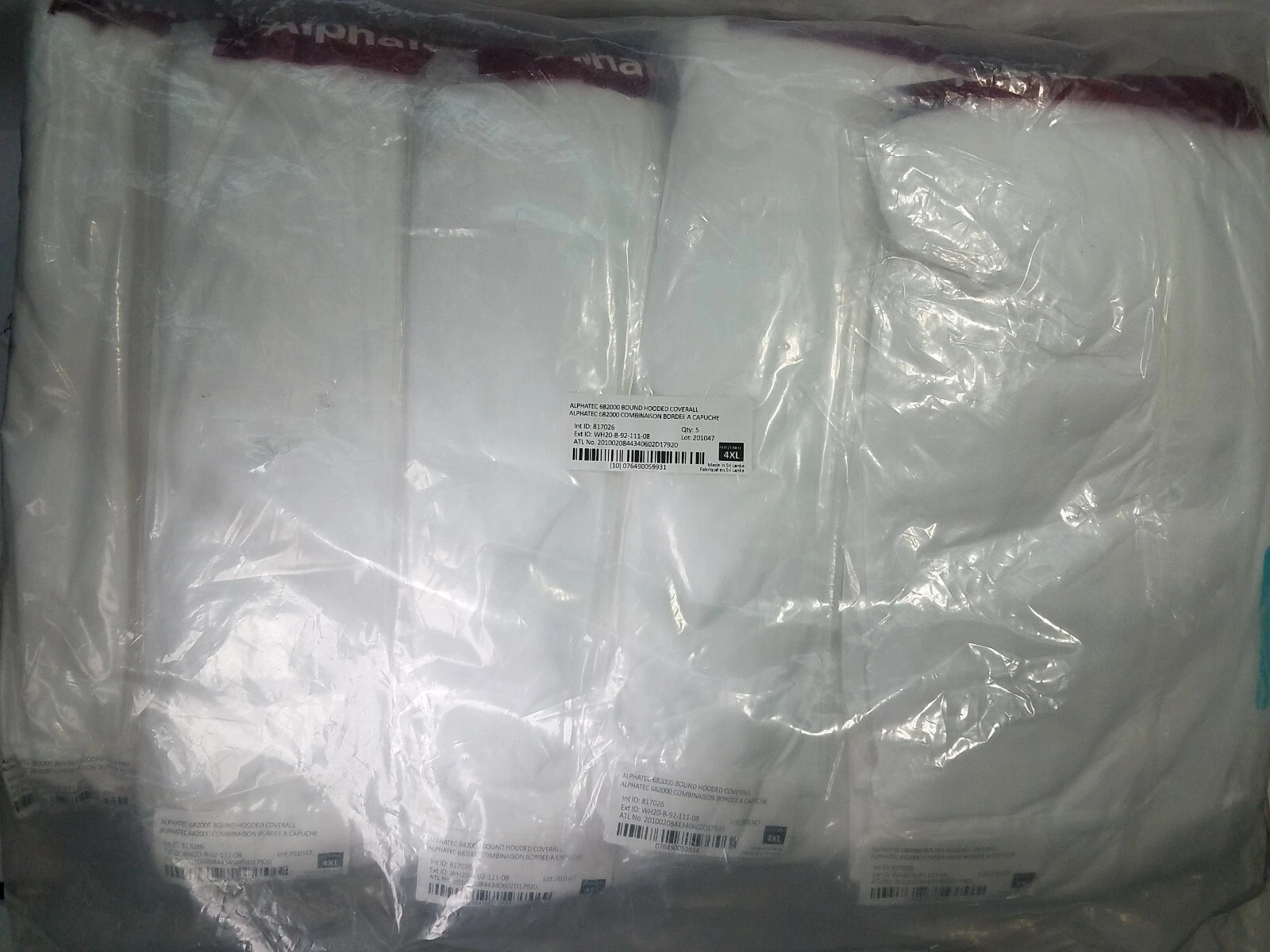 Ansell Alphatec MICROCHEM 68-2000 Hooded Coveralls Model 111 - 4XL, 5 PACK - NEW - product detail image 2