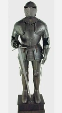 Mediveal Armor suit steel full body armour costume with wooden base