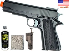 Airsoft Gas Powered Pistol 300FPS 14Rds Package w/ 8oz Gas Speed Loader 1000 BBs