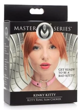 Master Series Pink Kinky Kitty Ring Slim Bondage Choker by XR Brands