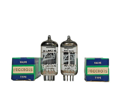 PAIR  BY GAIN ECC802S /ECC82/ MULLARD TESTED WITH ROETEST V10  LONG PLATES NOS