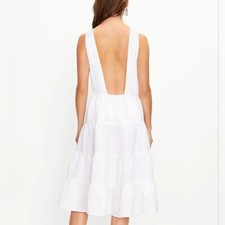LOFT Beach Open Back Tiered Midi Summer Dress Size Small