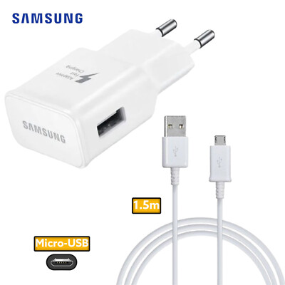 1x 1,5m Original Samsung Micro-USB Ladekabel+ 1x Original schnelllade Adapter