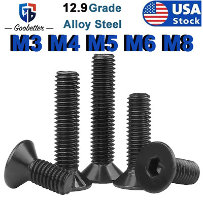 M3 M4 M5 M6 M8 Flat Head Socket Cap Screws Alloy Steel Countersunk Black Oxide