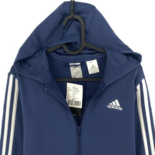 Adidas Boys Blue 3 Stripes Full Zip Hoodie Sweater Pullover Size 11 - 12 Years - Picture 2 of 11