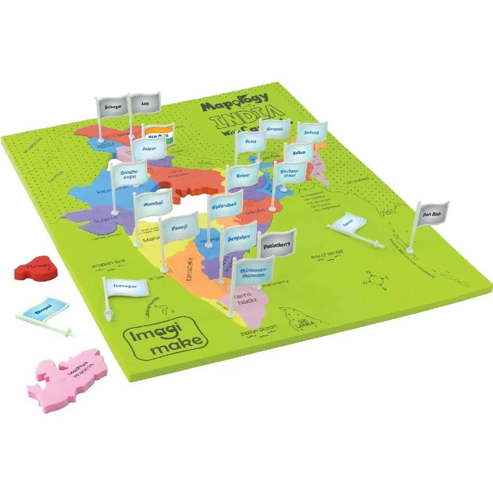 Mapology India Puzzle with State Capitals – 25 Pc Foam Educational Toy Gift - Image 2 of 4