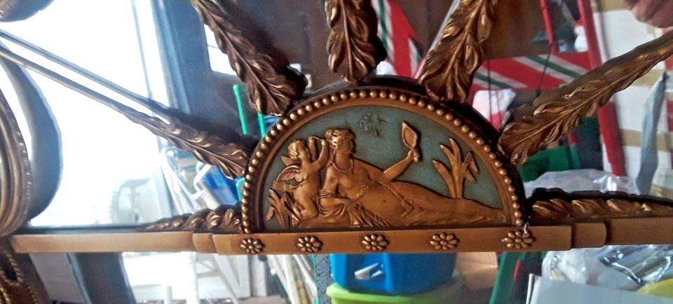 Espejo antiguo Art Nouveau 6 paneles superior decoración de pared vintage Foto 3 de 4