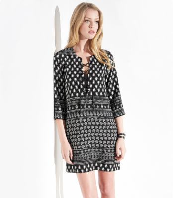 knee length dresses for ladies Puff Sleeve Embellished Bow Shift Dress