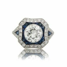Halo Design With Simulated 2.20CT Round Cut Sapphire Wedding Ring For Women's