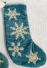 Artisan De Lux Christmas Snowflake Holiday Beaded Embellished Stocking 22" 