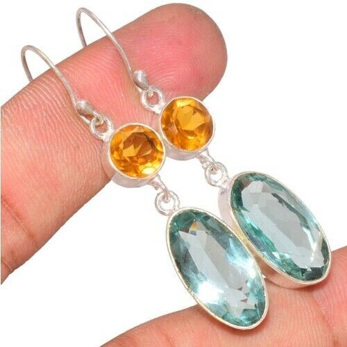 Boucles D'oreilles En Argent 925 Avec Ambre Miel – Style Gouttes – Vintage, Occasion