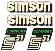 4 teiliges Aufkleberset Simson S51  Comfort