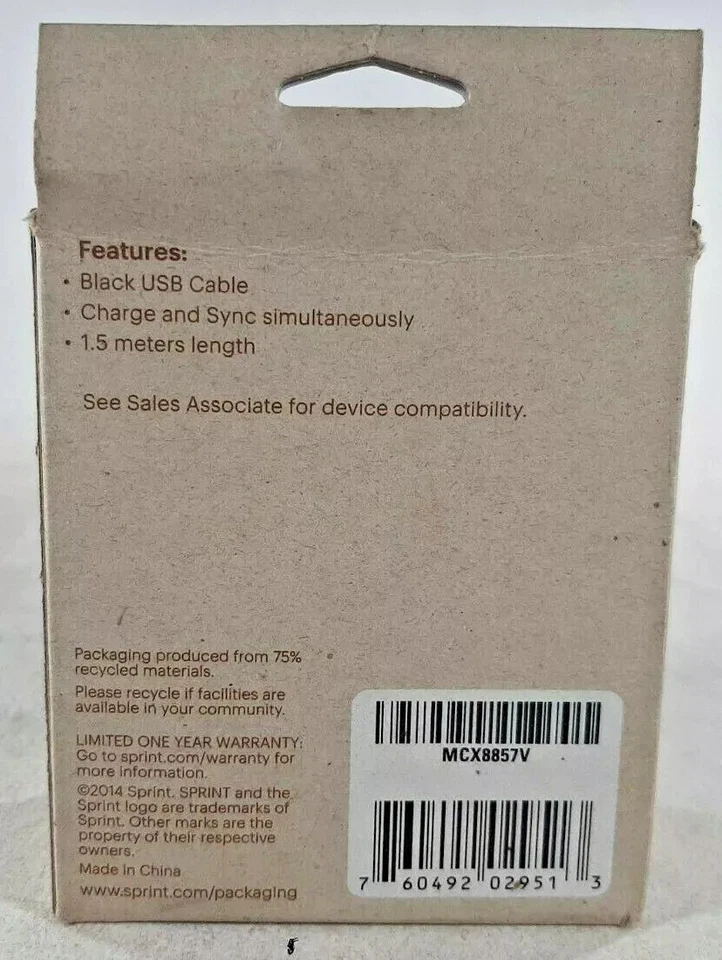 Sprint Micro USB Charge and Sync Cable 5ft Black - Image 4 of 4