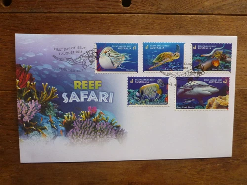 AUSTRALIA 2018 REEF SAFARI SET 5 STAMPS FDC FIRST DAY COVER