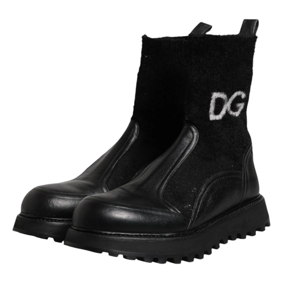 DOLCE & GABBANA Zapatos Negro DG Logo Caballo Calcetín Botines EU44 / US11 1200usd Foto 4 de 4