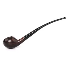 MUXIANG Long Bent Stem Tobacco Pipe Briar Wooden Handmade Smoking Pipe No Filter