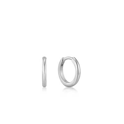 Ania Haie Rhodium-Plated Sterling Silver Smooth Huggie Hoop Earrings