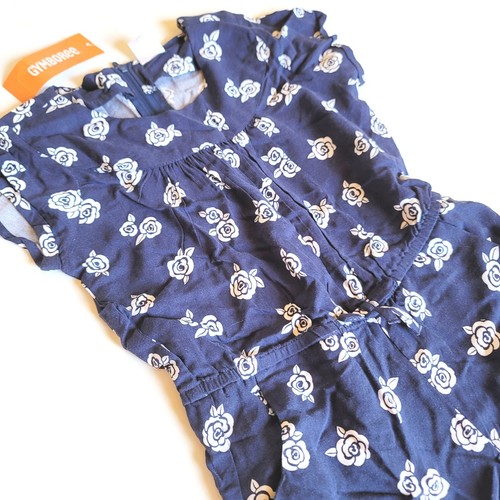 Gymboree Girls sz 5 Romper Navy Blue Rose Jumper Romper NWT Rayon "Best in Show" - Picture 3 of 3