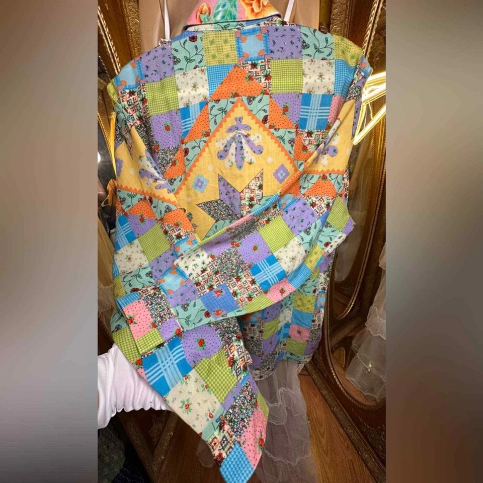 Nuevo con etiquetas Archivo Versace Versus Acolchado Patrón de Retazos 100% Lana Manga Larga Foto 3 de 4