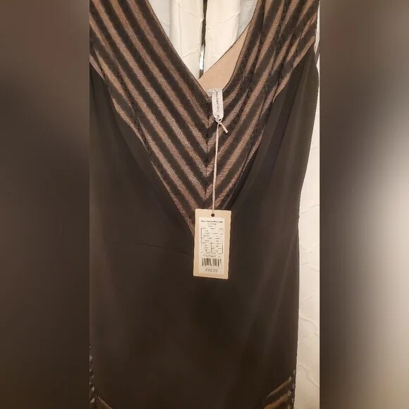 NWT Bravissimo Black Sheer Chevron Maxi Dress image 5