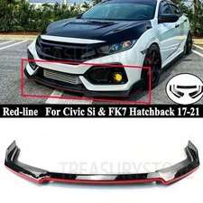 For Civic Si & FK7 Hatchback 17-2021 Red Line Type-R Style Front Bumper Lip Kit