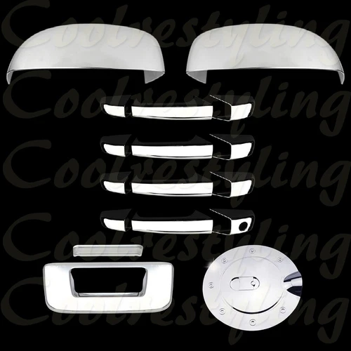 FOR 07~11 12 13 Silverado Sierra Chrome Mirror+4 Handle+Tailgate +GAS CAP Cover