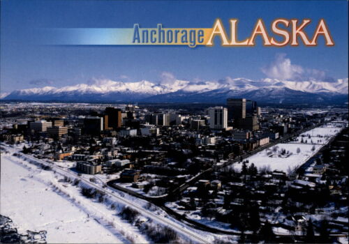 Alaska Anchorage snow aerial view ~ postcard  sku841 - Picture 1 of 2