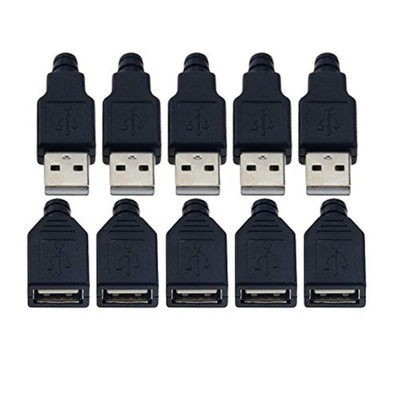 10 Pack USB Plug Replacement 4 PIN Type a Female Male Socket Connector Solder Te