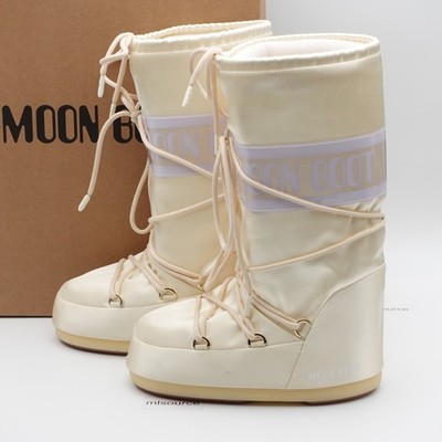 Women's 4.5-7 / EU 35-38 Moon Boot Icon Pearly Snow Boots 80D1403060-L020 Ivory