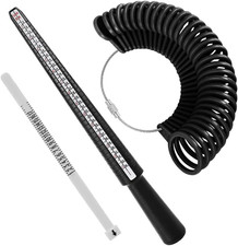 Ring Sizer Measuring Tool Set, Plastic Ring Gauges with Finger Sizer Mandrel, Fo