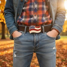 NEW Men Women Silver Metal Western 4th July Belt Buckle USA Flag United States