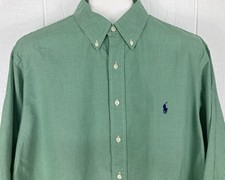 Ralph Lauren Custom Fit Button Down Dress Shirt Fine Green Checks Size 18