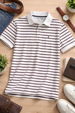 Nautica Men's Performance Deck Shirt Classic Fit Striped Polo Size Small  