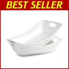 White Porcelain Serving Dishes, 1.5 Qt, Set of 2