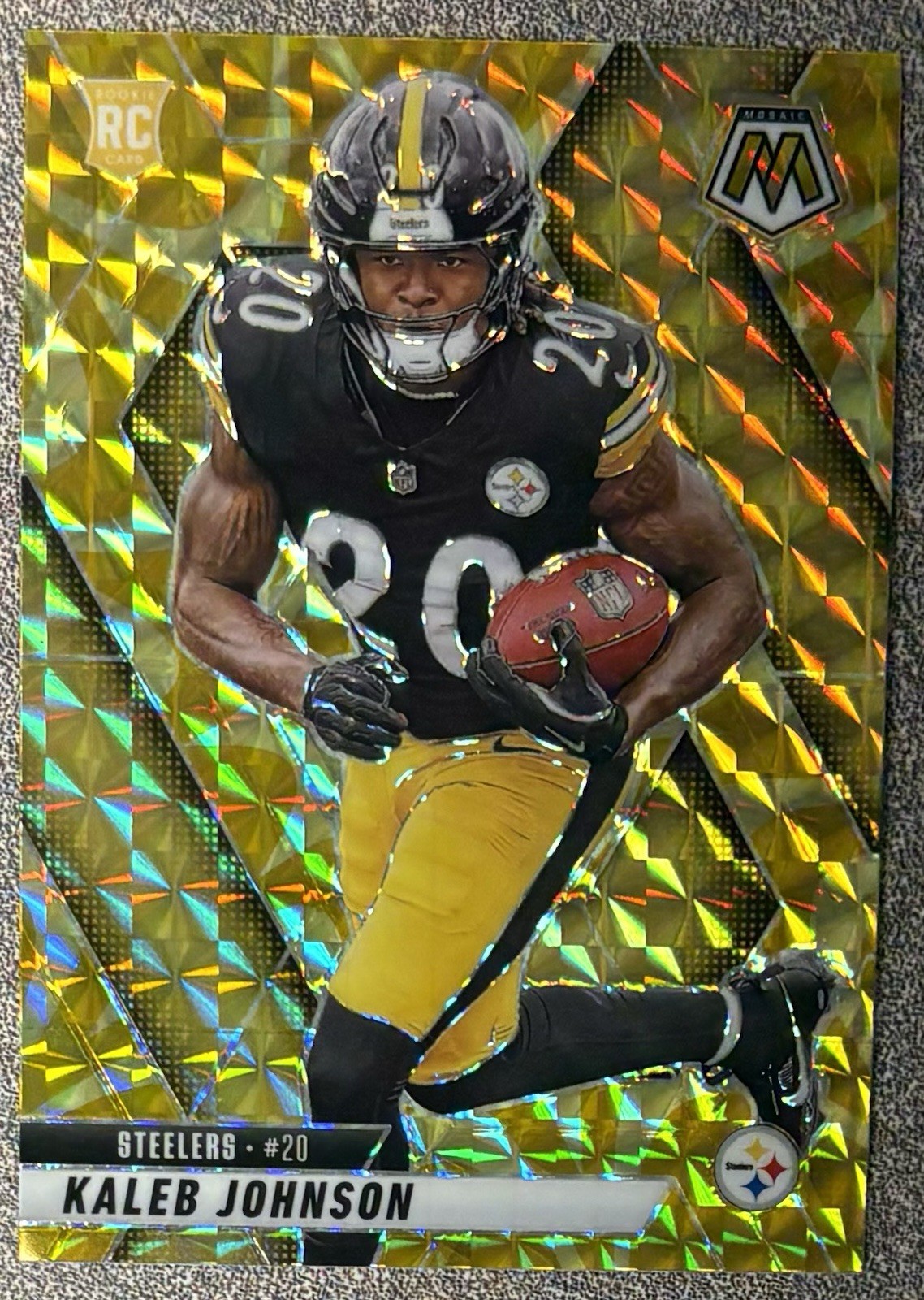 2025 Panini Mosaic Kaleb Johnson Mosaic Reactive Yellow prizm #315 Steelers