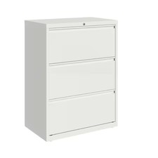 Hirsh 23697 30 In W 3 Drawer Lateral File Cabinet, White, A4/Legal/Letter